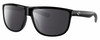 Profile View of Costa Del Mar RINCONDO Designer Polarized Reading Sunglasses with Custom Cut Powered Smoke Grey Lenses in Shiny Black Unisex Panthos Full Rim Acetate 61 mm