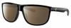 Profile View of Costa Del Mar RINCONDO Designer Polarized Reading Sunglasses with Custom Cut Powered Amber Brown Lenses in Shiny Black Unisex Panthos Full Rim Acetate 61 mm