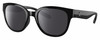 Profile View of Costa Del Mar Salina Designer Polarized Sunglasses with Custom Cut Smoke Grey Lenses in Shiny Black Ladies Cat Eye Full Rim Acetate 53 mm