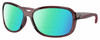 Profile View of Costa Del Mar Seadrift Designer Polarized Reading Sunglasses with Custom Cut Powered Green Mirror Lenses in Urchin Purple Crystal Ladies Butterfly Full Rim Acetate 58 mm