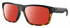 Profile View of Costa Del Mar Slack Tide Designer Polarized Sunglasses with Custom Cut Red Mirror Lenses in Matte Black Shiny Amber Brown Tortoise Havana Unisex Square Full Rim Acetate 60 mm
