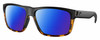 Profile View of Costa Del Mar Slack Tide Designer Polarized Reading Sunglasses with Custom Cut Powered Blue Mirror Lenses in Matte Black Shiny Amber Brown Tortoise Havana Unisex Square Full Rim Acetate 60 mm