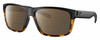 Profile View of Costa Del Mar Slack Tide Designer Polarized Reading Sunglasses with Custom Cut Powered Amber Brown Lenses in Matte Black Shiny Amber Brown Tortoise Havana Unisex Square Full Rim Acetate 60 mm