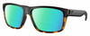 Profile View of Costa Del Mar Slack Tide Designer Polarized Reading Sunglasses with Custom Cut Powered Green Mirror Lenses in Matte Black Shiny Amber Brown Tortoise Havana Unisex Square Full Rim Acetate 60 mm