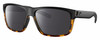 Profile View of Costa Del Mar Slack Tide Designer Polarized Reading Sunglasses with Custom Cut Powered Smoke Grey Lenses in Matte Black Shiny Amber Brown Tortoise Havana Unisex Square Full Rim Acetate 60 mm