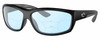 Profile View of Costa Del Mar Salt Break Designer Progressive Lens Blue Light Blocking Eyeglasses in Matte Black Gray Unisex Rectangular Full Rim Acetate 65 mm