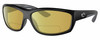 Profile View of Costa Del Mar Salt Break Designer Polarized Reading Sunglasses with Custom Cut Powered Sun Flower Yellow Lenses in Matte Black Gray Unisex Rectangular Full Rim Acetate 65 mm