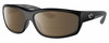 Profile View of Costa Del Mar Salt Break Designer Polarized Reading Sunglasses with Custom Cut Powered Amber Brown Lenses in Matte Black Gray Unisex Rectangular Full Rim Acetate 65 mm