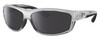 Profile View of Costa Del Mar Salt Break Designer Polarized Sunglasses with Custom Cut Smoke Grey Lenses in Silver Black Clear Crystal Unisex Rectangular Full Rim Acetate 65 mm