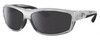 Profile View of Costa Del Mar Salt Break Designer Polarized Reading Sunglasses with Custom Cut Powered Smoke Grey Lenses in Silver Black Clear Crystal Unisex Rectangular Full Rim Acetate 65 mm