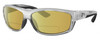 Profile View of Costa Del Mar Salt Break Designer Polarized Reading Sunglasses with Custom Cut Powered Sun Flower Yellow Lenses in Silver Black Clear Crystal Unisex Rectangular Full Rim Acetate 65 mm