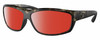 Profile View of Costa Del Mar Salt Break Designer Polarized Sunglasses with Custom Cut Red Mirror Lenses in Matte Brown Gray Crystal Black Wetlands Unisex Rectangular Full Rim Acetate 65 mm