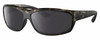 Profile View of Costa Del Mar Salt Break Designer Polarized Sunglasses with Custom Cut Smoke Grey Lenses in Matte Brown Gray Crystal Black Wetlands Unisex Rectangular Full Rim Acetate 65 mm