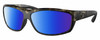 Profile View of Costa Del Mar Salt Break Designer Polarized Sunglasses with Custom Cut Blue Mirror Lenses in Matte Brown Gray Crystal Black Wetlands Unisex Rectangular Full Rim Acetate 65 mm