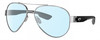 Profile View of Costa Del Mar South Point Designer Blue Light Blocking Eyeglasses in Palladium Silver Matte Black Gray Unisex Pilot Full Rim Metal 59 mm