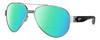 Profile View of Costa Del Mar South Point Designer Polarized Reading Sunglasses with Custom Cut Powered Green Mirror Lenses in Palladium Silver Matte Black Gray Unisex Pilot Full Rim Metal 59 mm
