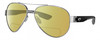 Profile View of Costa Del Mar South Point Designer Polarized Reading Sunglasses with Custom Cut Powered Sun Flower Yellow Lenses in Palladium Silver Matte Black Gray Unisex Pilot Full Rim Metal 59 mm