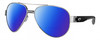 Profile View of Costa Del Mar South Point Designer Polarized Reading Sunglasses with Custom Cut Powered Blue Mirror Lenses in Palladium Silver Matte Black Gray Unisex Pilot Full Rim Metal 59 mm