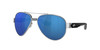 Close Up View of Costa Del Mar South Point Unisex Sunglass Silver/Polarized Blue Mirror 580P 59mm Alternate 1