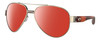 Profile View of Costa Del Mar South Point Designer Polarized Sunglasses with Custom Cut Red Mirror Lenses in Rose Gold Auburn Brown Tortoise Havana Unisex Pilot Full Rim Metal 59 mm