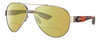 Profile View of Costa Del Mar South Point Designer Polarized Reading Sunglasses with Custom Cut Powered Sun Flower Yellow Lenses in Rose Gold Auburn Brown Tortoise Havana Unisex Pilot Full Rim Metal 59 mm