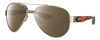 Profile View of Costa Del Mar South Point Designer Polarized Reading Sunglasses with Custom Cut Powered Amber Brown Lenses in Rose Gold Auburn Brown Tortoise Havana Unisex Pilot Full Rim Metal 59 mm