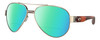 Profile View of Costa Del Mar South Point Designer Polarized Reading Sunglasses with Custom Cut Powered Green Mirror Lenses in Rose Gold Auburn Brown Tortoise Havana Unisex Pilot Full Rim Metal 59 mm