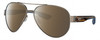 Profile View of Costa Del Mar South Point Designer Polarized Sunglasses with Custom Cut Amber Brown Lenses in Golden Pearl Brown Tortoise Havana Blue Unisex Pilot Full Rim Metal 59 mm