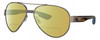 Profile View of Costa Del Mar South Point Designer Polarized Reading Sunglasses with Custom Cut Powered Sun Flower Yellow Lenses in Golden Pearl Brown Tortoise Havana Blue Unisex Pilot Full Rim Metal 59 mm