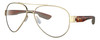 Profile View of Costa Del Mar South Point Designer Single Vision Prescription Rx Eyeglasses in Brushed Gold Brown Tortoise Havana Unisex Pilot Full Rim Metal 59 mm
