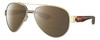 Profile View of Costa Del Mar South Point Designer Polarized Reading Sunglasses with Custom Cut Powered Amber Brown Lenses in Brushed Gold Brown Tortoise Havana Unisex Pilot Full Rim Metal 59 mm