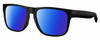 Profile View of Costa Del Mar Spearo Designer Polarized Sunglasses with Custom Cut Blue Mirror Lenses in Matte Black Blackout Unisex Square Full Rim Acetate 56 mm
