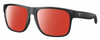 Profile View of Costa Del Mar Spearo XL Designer Polarized Sunglasses with Custom Cut Red Mirror Lenses in Matte Black Unisex Square Full Rim Acetate 59 mm