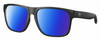 Profile View of Costa Del Mar Spearo XL Designer Polarized Sunglasses with Custom Cut Blue Mirror Lenses in Matte Black Unisex Square Full Rim Acetate 59 mm