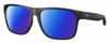 Profile View of Costa Del Mar Spearo XL Designer Polarized Reading Sunglasses with Custom Cut Powered Blue Mirror Lenses in Matte Black Unisex Square Full Rim Acetate 59 mm