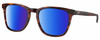Profile View of Costa Del Mar Sullivan Designer Polarized Sunglasses with Custom Cut Blue Mirror Lenses in Matte Amber Brown Tortoise Havana Unisex Panthos Full Rim Acetate 53 mm