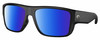 Profile View of Costa Del Mar Taxman Designer Polarized Sunglasses with Custom Cut Blue Mirror Lenses in Matte Black Unisex Square Full Rim Acetate 59 mm