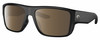 Profile View of Costa Del Mar Taxman Designer Polarized Sunglasses with Custom Cut Amber Brown Lenses in Matte Black Unisex Square Full Rim Acetate 59 mm