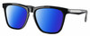 Profile View of Costa Del Mar Ulu Designer Polarized Sunglasses with Custom Cut Blue Mirror Lenses in Gloss Black Silver Unisex Cat Eye Full Rim Acetate 56 mm