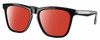 Profile View of Costa Del Mar Ulu Designer Polarized Sunglasses with Custom Cut Red Mirror Lenses in Gloss Black Silver Unisex Cat Eye Full Rim Acetate 56 mm