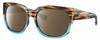 Profile View of Costa Del Mar Waterwoman II Designer Polarized Reading Sunglasses with Custom Cut Powered Amber Brown Lenses in Shiny Brown Beige Blue Clear Crystal Wahoo Ladies Cat Eye Full Rim Acetate 58 mm