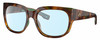 Profile View of Costa Del Mar Waterwoman Designer Blue Light Blocking Eyeglasses in Shiny Palm Brown Teal Green Tortoise Havana Ladies Cat Eye Full Rim Acetate 55 mm