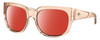 Profile View of Costa Del Mar Waterwoman Designer Polarized Sunglasses with Custom Cut Red Mirror Lenses in Shiny Blonde Crystal Beige Ladies Cat Eye Full Rim Acetate 55 mm