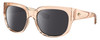 Profile View of Costa Del Mar Waterwoman Designer Polarized Sunglasses with Custom Cut Smoke Grey Lenses in Shiny Blonde Crystal Beige Ladies Cat Eye Full Rim Acetate 55 mm