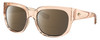 Profile View of Costa Del Mar Waterwoman Designer Polarized Reading Sunglasses with Custom Cut Powered Amber Brown Lenses in Shiny Blonde Crystal Beige Ladies Cat Eye Full Rim Acetate 55 mm