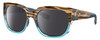 Profile View of Costa Del Mar Waterwoman Designer Polarized Sunglasses with Custom Cut Smoke Grey Lenses in Shiny Wahoo Brown Beige Stripes Blue Crystal Ladies Cat Eye Full Rim Acetate 55 mm
