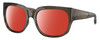 Profile View of Costa Del Mar Waterwoman Designer Polarized Sunglasses with Custom Cut Red Mirror Lenses in Taupe Gray Brown Crystal Ladies Cat Eye Full Rim Acetate 55 mm