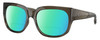 Profile View of Costa Del Mar Waterwoman Designer Polarized Reading Sunglasses with Custom Cut Powered Green Mirror Lenses in Taupe Gray Brown Crystal Ladies Cat Eye Full Rim Acetate 55 mm