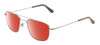 Profile View of American Optical Checkmate Designer Polarized Sunglasses with Custom Cut Red Mirror Lenses in Shiny Silver Grey Unisex Pilot Full Rim Metal 56 mm