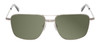 Front View of American Optical Airman Unisex Pilot Sunglass Shiny Silver Clear/G15 Green 56 mm